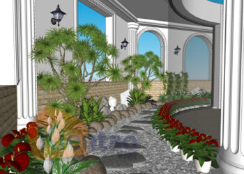 Mẫu tiểu cảnh hành lang biệt thự đẹp hút hồn ngay từ cái nhìn đầu tiên