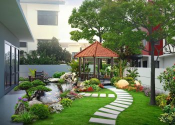 Đường dạo trong thiết kế tiểu cảnh sân vườn