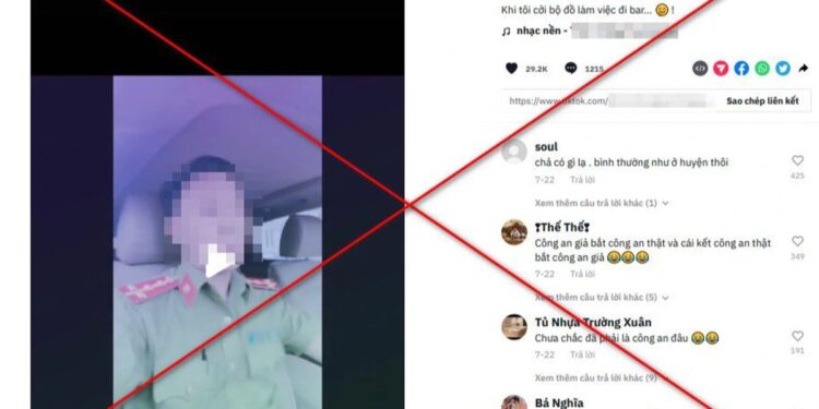 Mặc trang phục công an chụp ảnh đăng TikTok khoe “đi bar”