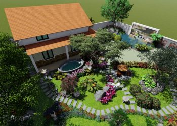 Mẫu thiết kế tiểu cảnh sân vườn nhà cấp 4 nông thôn