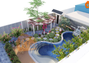 MẪU THIẾT KẾ TIỂU CẢNH SÂN VƯỜN TRƯỚC NHÀ BIỆT THỰ