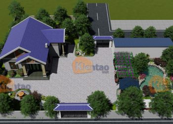 Thiết kế sân vườn tiểu cảnh cho biệt thự 1 tầng mái thái